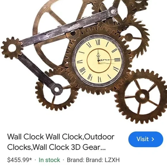 3D Gear Vintage Silent Hanging Clock.